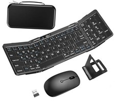 Foldable Keyboard and Mouse, Folding Keyboard Mouse Combo with Portable Black