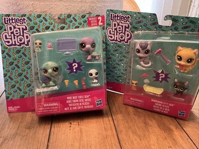 Littlest Pet Shop Series 2 Movie Night Turtle Crew & Snowboarding Kitty Crew