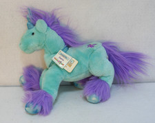 Animal Alley Darla Unicornio Teal Aqua Púrpura Pelo Peluche Animal NUEVO CON ETIQUETAS RARO
