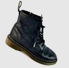Dr. Martens Combat Boots Kids Youth Black Leather Lace Up Size 1