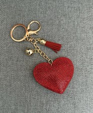 Red Rhinestone Heart Keychain Bag Charm