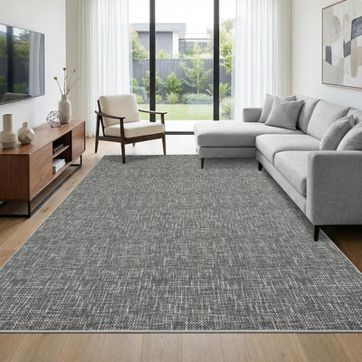 Beige 10x13 Low Pile Area Rug - Lightweight, Stain Resistant
