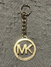 Michael Kors Gold Tone Key Chain Large 1.8" MK Logo Bag Charm Pendant