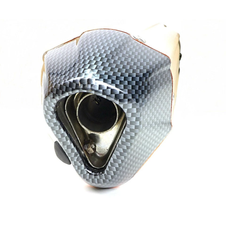 Silenciador de rendimiento de escape sin cordones FastMoto plateado con punta negra 1110 Foto 4 de 4