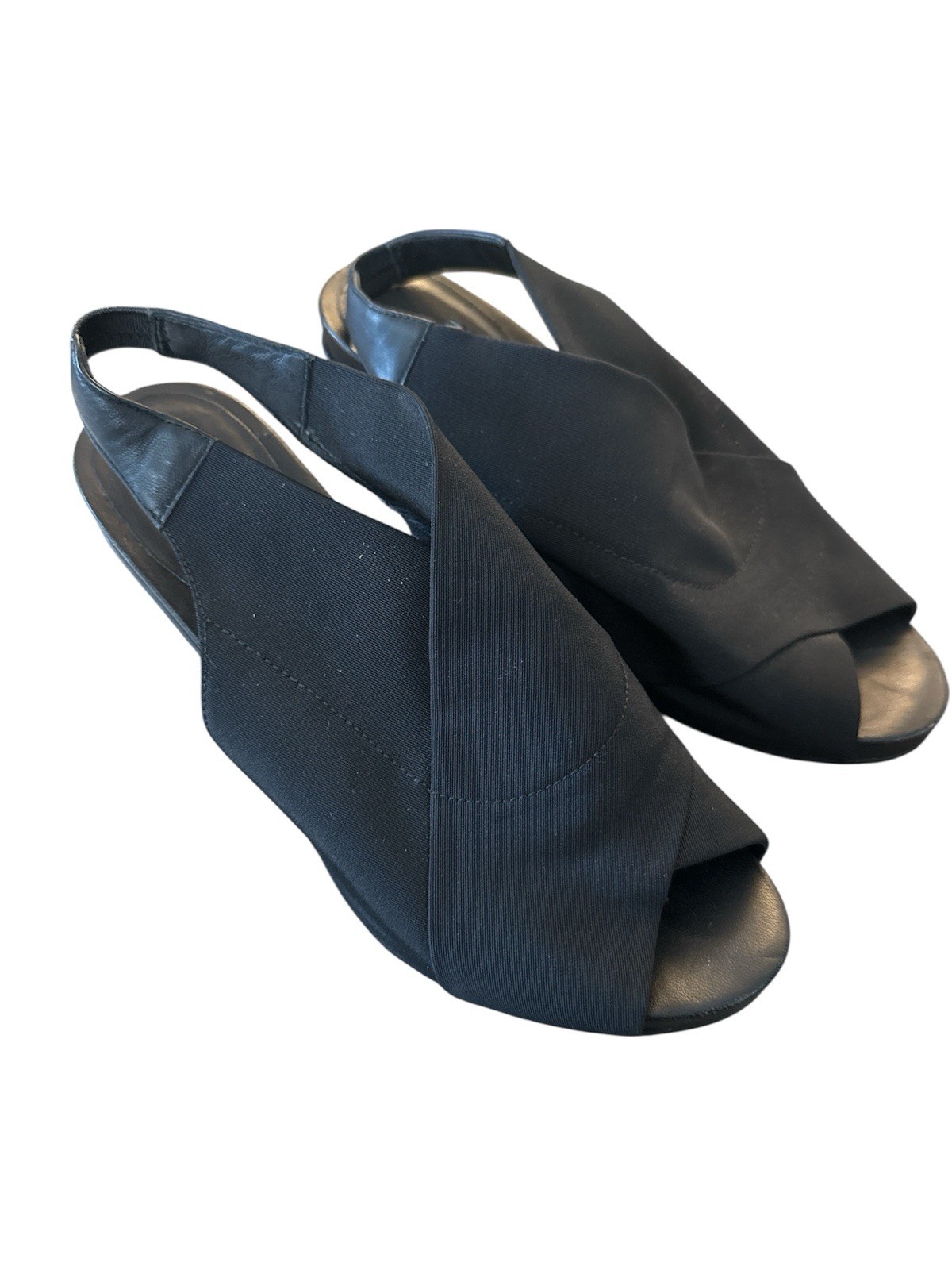 APL Eileen Fisher zeppa donna incrociata a pompa taglia 8 nera