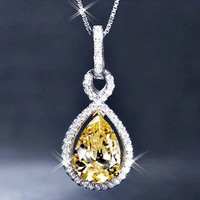 Sterlingsilber AnhäNger Halskette Citrin Edelstein Feiner Schmuck