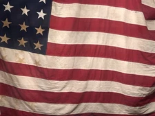 1912-1959 VINTAGE ANTIQUE 48 STAR US FLAG w/Sewn Stripes Sewn On Stars