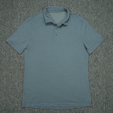 Lululemon Shirt Mens Medium Blue Evolution Performance Polo Striped Short Sleeve