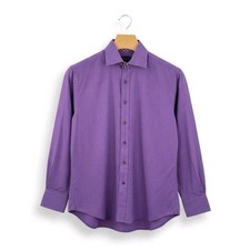 Robert Graham Flip Cuff Dress Shirt Mens Large Purple Button Up Classic Fit