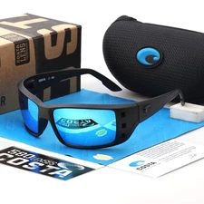 Costa Del Mar Men's Permit Matte Black /Blue Mirror Polarized Sunglasses 580p