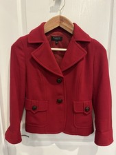 Talbots The Grace Fit Womens Size 4 Red Knit 100 Wool Blazer MSRP 179