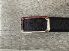 Authentic Gucci Black Leather Monogram GG Belt Men's 95cm Size 38