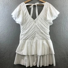 Anthropologie Love The Label Ruffled Mini Dress White size l