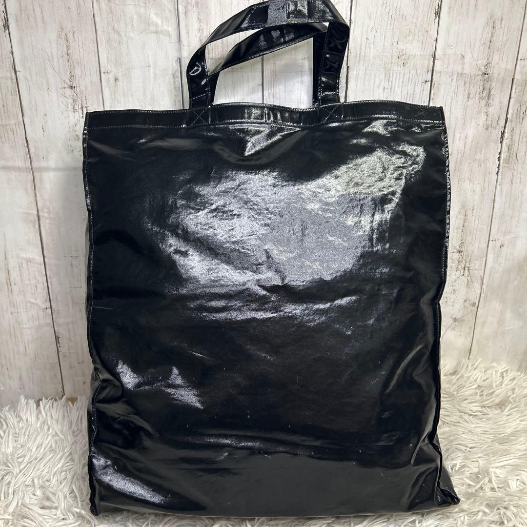 GUCCI Logo Print Large Tote Bag Black Coated Canvas Shopper Auth from Japan thumbnail 9