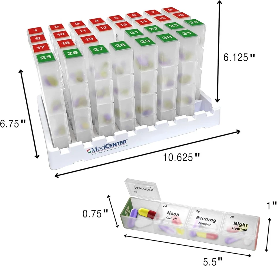 31-Day Pill Box Organizer, 4x Daily, Extra Large Cases - Image 4 of 4