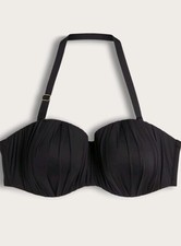 The F&F Fuller Bust Ruched Bandeau Bikini Top in Black Size 36B