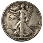 1938-D Walking Liberty Silver Half Dollar Very Fine VF Near XF