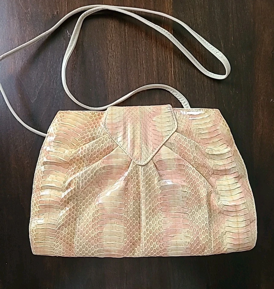 Bandolera genuina de piel de serpiente J Renee ombre pastel cartera correa larga años 90 vintage Foto 4 de 4