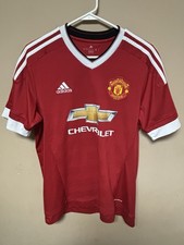 2015-2016 Adidas Mens Manchester United Chevrolet red home jersey, polyester, M