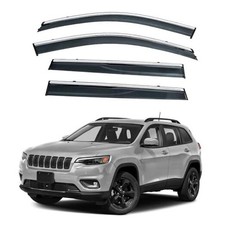 4pcs Smoke Tint with Chrome Trim Outside Mount Tape On/Clip On Style PVC Sun