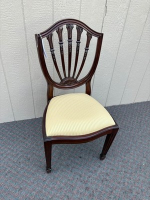 67640 Mahogany Shield Back Side Chair with Yellow Upholstery