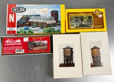 N Scale Model Kits Heljan, Ratio, JV, JL - Saw Pit, Water Tower, Service Depot