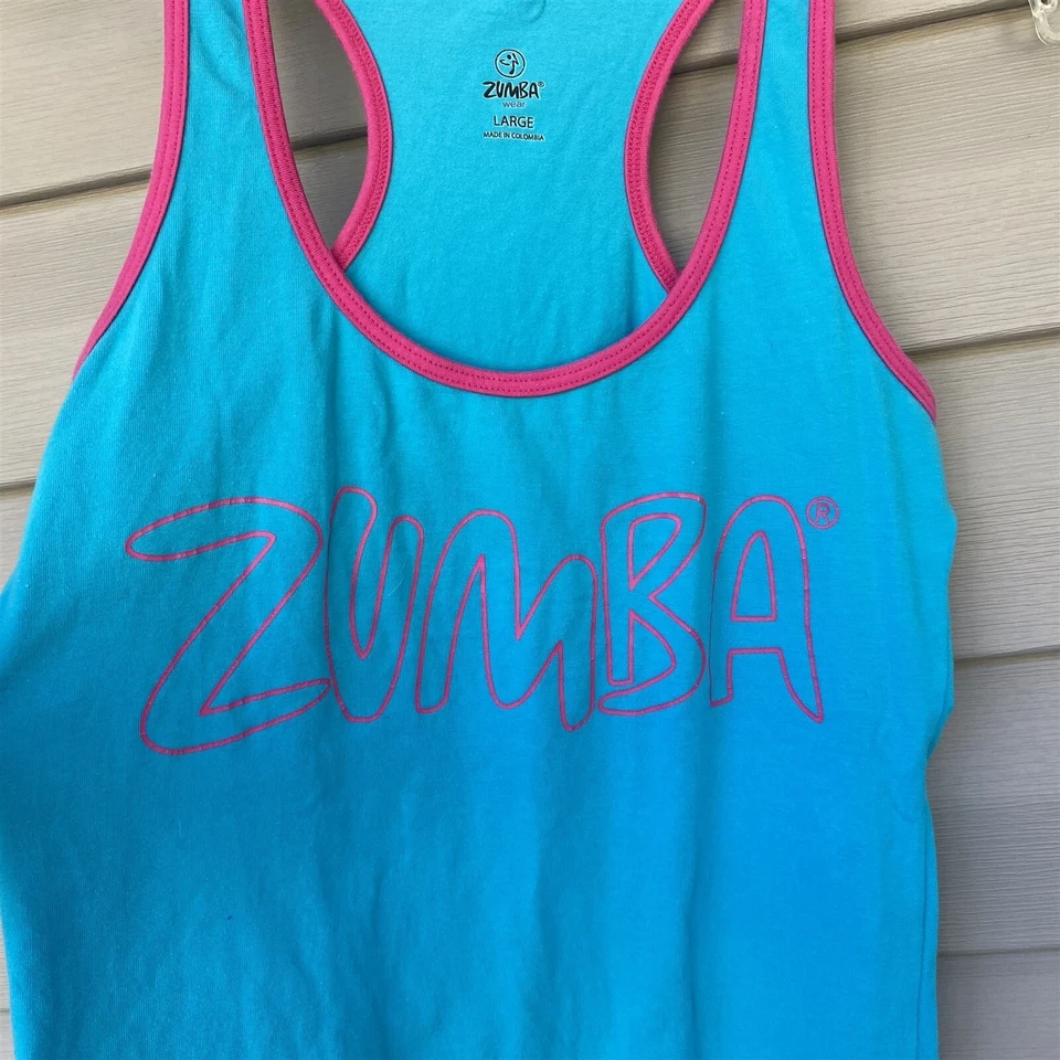 Camiseta sin mangas Zumba para mujer grande azul rosa espalda deportiva únete a la fiesta fitness atletismo Foto 2 de 4