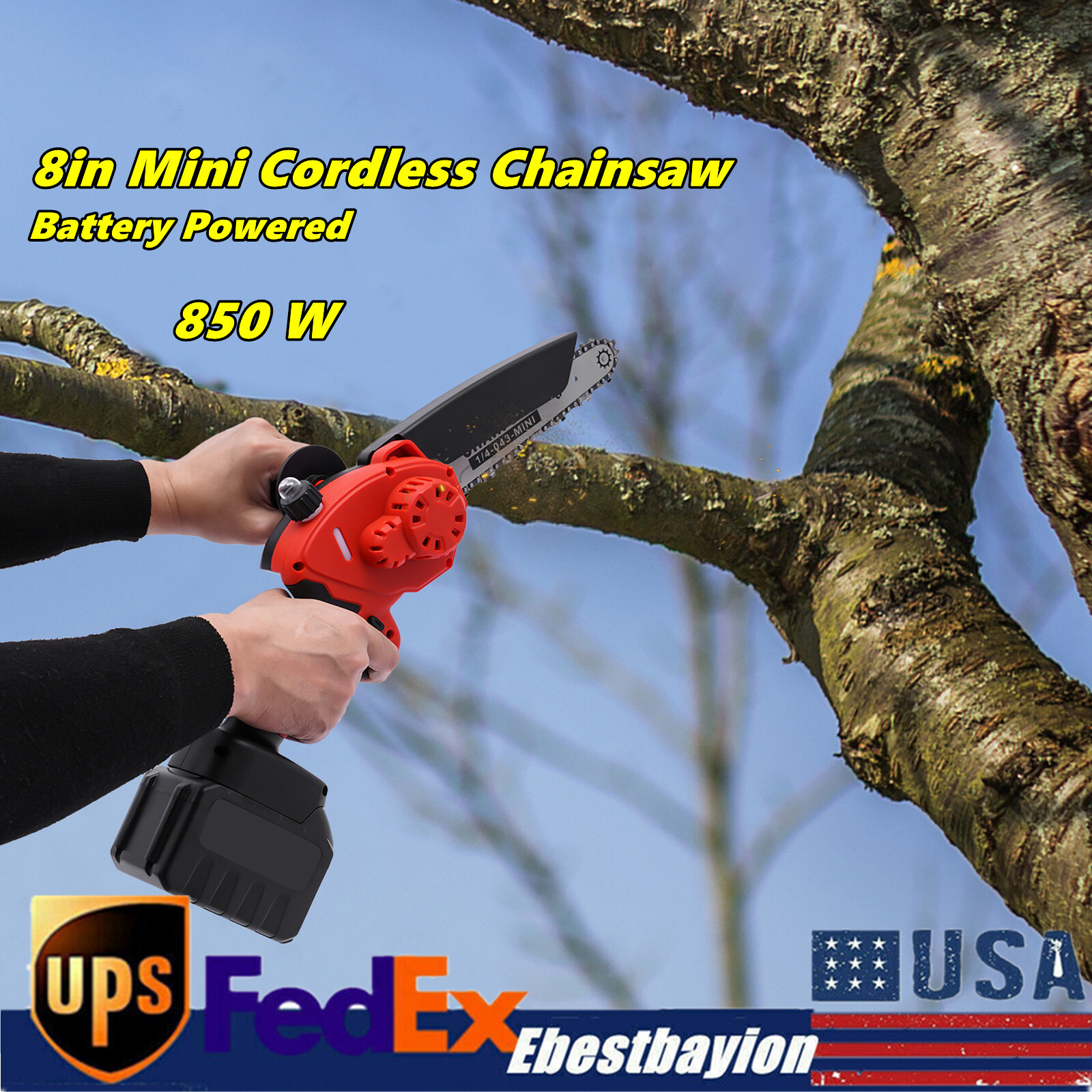 8in Mini Brushless Cordless Chainsaw with Auto-Oil System - Lightweight & Portable