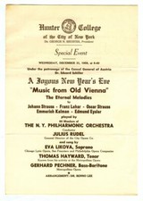 Vintage 1958 NEW YEAR'S EVE Hunter College NYC Concert Program! LIKOVA! PECHNER!