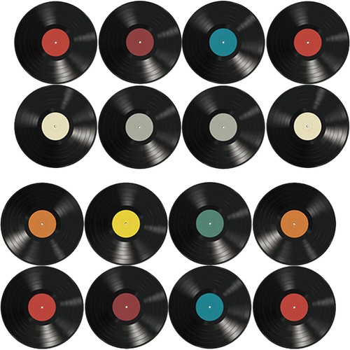 16 Pcs Vinyl Record Stickers Plastic Ornaments Vintage Decore Records