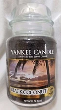 Yankee Candle BLACK COCONUT Classic Large Jar 22 Oz New Fresh Tropical Paradise