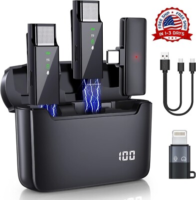 #1 Microfono mini inalambrico para celular camara solapa con estuche carga 2 mic