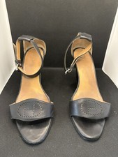 Hermes Black Leather Wedge Sandals