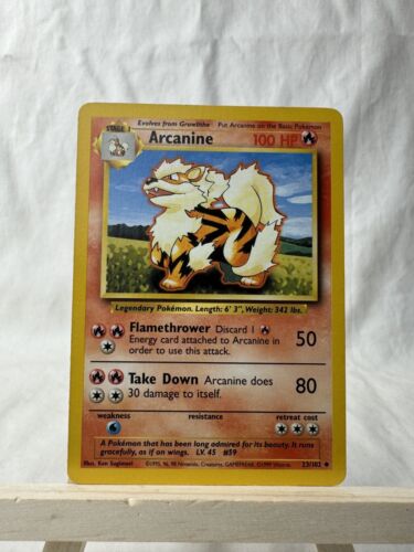 Arcanine 23/102 – 1999 Pokémon Base Set – WOTC – Excellent/Near Mint - Picture 2 of 2