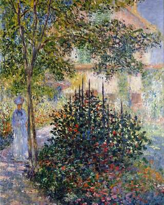 Camille Monet in the Garden at the House in Argenteuil Painting by Claude Monet