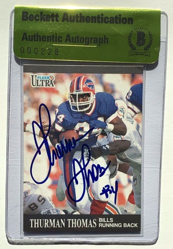 Thurman Thomas signed 1991 fleer ultra card buffalo bills football beckett - Picture 4 of 12