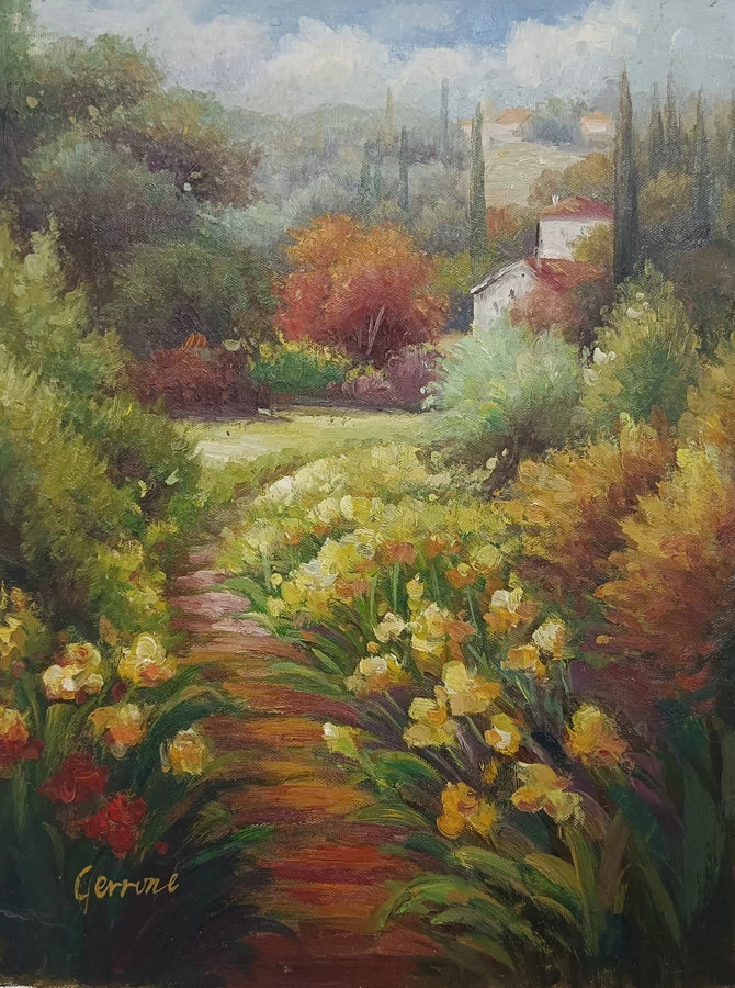 Garden Flower Classical Landscape Oil painting Handpainted Canvas Wall Art  Decor