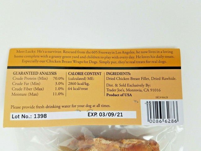 trader joe's dog treats chicken breast wraps