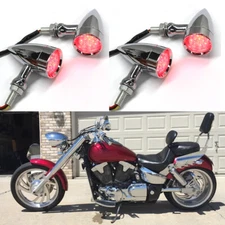 4X For Honda VTX1300C VTX1800C VTX 1800 N Chrome LED Turn Signals Blinker Lights