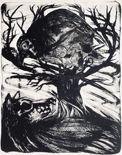 Cannon Dill Raven Fox Oakland Street Art Graphic Animals Forest Bird Dog Black