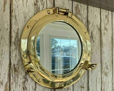 HANDMADE 12" Golden Porthole Mirror Nautical Maritime Wall Decorative Ship Cabin Window
