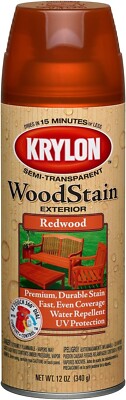 Krylon K03604000 Exterior Semi-Transparent Wood Stain, Redwood, 12 Ounce