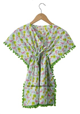 Baby Girls Summer Soft Cotton Clothing Kids Kaftan Flamingo Print Dresses Top