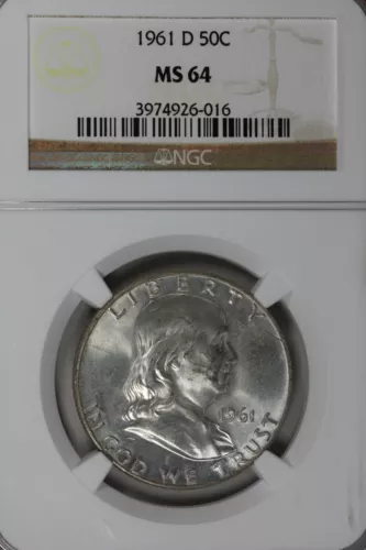 1961-D    50C NGC    MS64  .50, Benjamin Half, Bell Half Dollar