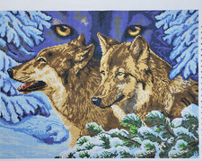 Bead Embroidery Kit Wolves DIY Beaded Stitching Stamped Bead Needlepoint