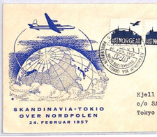 NORWAY Air Mail 1957 Cover FIRST FLIGHT JAPAN *OVER NORTH POLE* SAS YT80