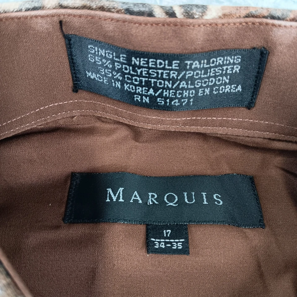 Camisa masculina Marquis 17 34-35 marrom algemas de árvore real colarinho abotoado - Imagem 3 de 4