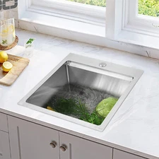 Flushmount Kitchen Sink Stainless Steel Sink Workstation Sink w/ Cutting Board