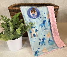 Baby Lovey Gift Fairy Tale Minky Cotton Security Blanket Burp Cloth Princess