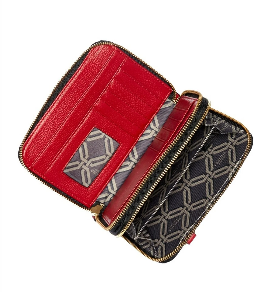 Bandolera Perlina 125307 Amber II Doble Cremallera Cuero Rojo/Negro Foto 3 de 3